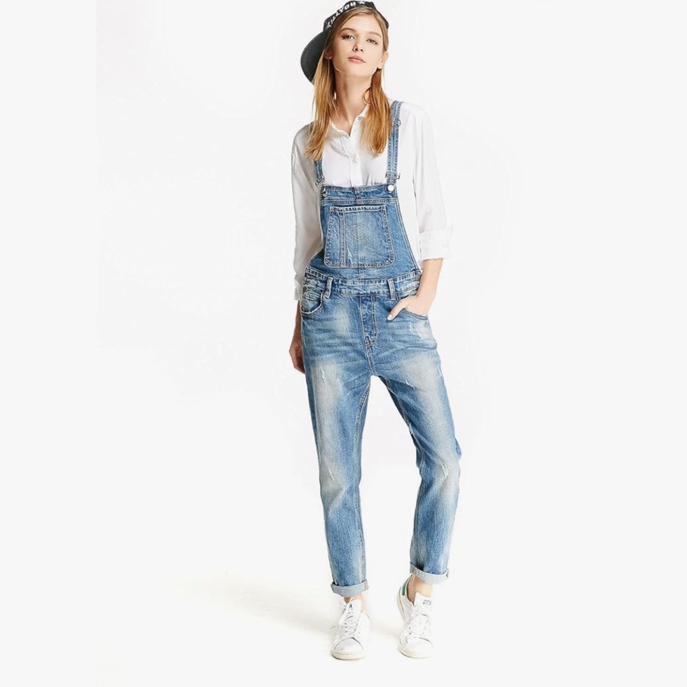 Track Seven Denim Bootcut Overalls size 6 (runs small) Distressed
